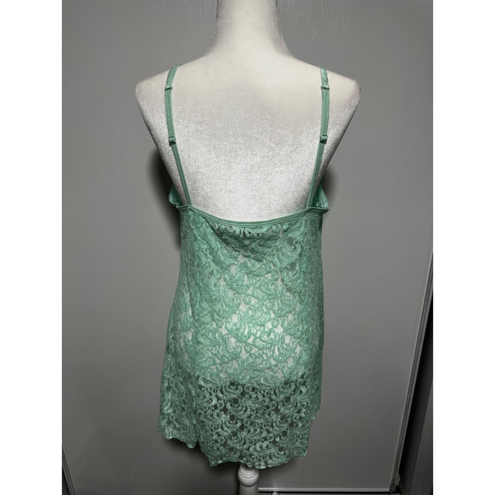 Delicates Lace Mini‎ Slip Dress Green Lingerie Adjustable Strap Large Women Top - Picture 2 of 3